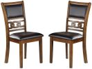 Contemporary Dining 5pc Set Round Table w 4x Side Chairs Walnut Finish Rubberwood Unique Design