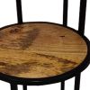 Two Tier Round Wooden Side Table with Metal Frame, Brown and Brass