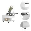 Luanda Lift Top Coffee Table; Casters; One Shelf -White