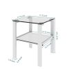 Set of 2, Glass two layer tea table, small round table, bedroom corner table, living room side table,White