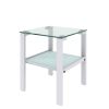Set of 2, Glass two layer tea table, small round table, bedroom corner table, living room side table,White