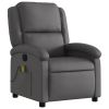 Massage Recliner Chair Gray Real Leather
