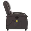 Massage Recliner Chair Dark Brown Real Leather