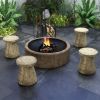 Outdoor Yard Or Living Room Side Table with Wood Grain
