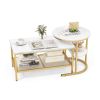 Nesting Coffee Table with Extra Storage Shelf for Living Room