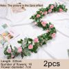2pcs Fake Rose Vine Flowers Garland Plant Artificial Flower Wall Hanging Flower Rattan Fake Plant Leaf Wedding Home Garden Decor