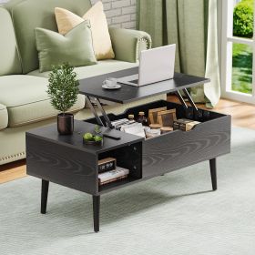 Sweetcrispy Lift Top Coffee Storage Wood Tables with Hidden Compartment Small Dining Desk for Home Living Room Office (Color: as Pic)