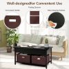 Lift Top Coffee Table with Drawers and Hidden Compartment