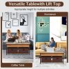Lift Top Coffee Table with Drawers and Hidden Compartment