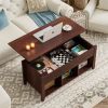 Wood Lift Top Coffee Table with Storage Lower Shelf