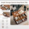 Lift Top Coffee Table with Drawers and Hidden Compartment