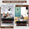 Lift Top Coffee Table with Drawers and Hidden Compartment