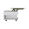 Lift Top Coffee Table Mercuri, Casters, White / Light Oak Finish