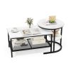 Nesting Coffee Table with Extra Storage Shelf for Living Room