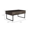 Lift Top Coffee Table With Drawer Vezu, Dark Walnut Finish
