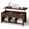Wood Lift Top Coffee Table with Storage Lower Shelf