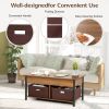 Lift Top Coffee Table with Drawers and Hidden Compartment